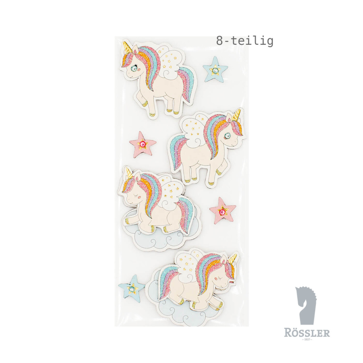 Sticker Unicorn Dream 8-teilig mit Glitter und Glitzersteinchen